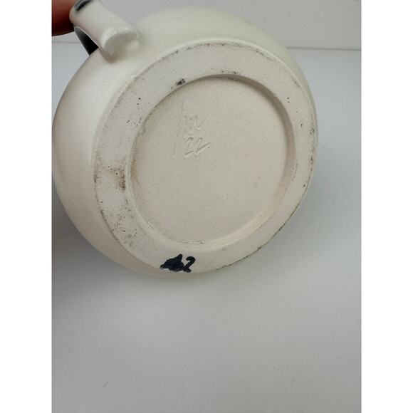 POTTERY BY JULIE MONDRO Black Matte Cream Dimple Mug Handcrafted Coffee Cup - Picture 8 of 12